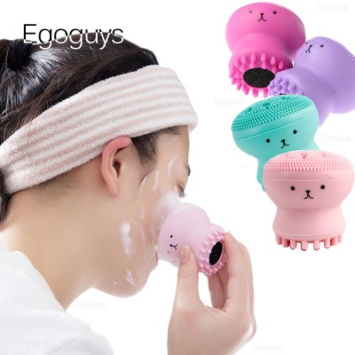 Hot 4color Silicone Face Cleansing Brush Facial Cleanser Octopus Shape Facial Cleanser Exfoliator Face Scrub Washing Brush