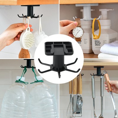 360 Degree Rotated Kitchen Hooks Self Adhesive 6 Hooks Home Wall Door Hook Handbag Clothes Ties Bag Hanger Hanging Rack Hot Sale